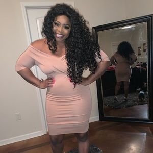 Nude off the shoulder dress